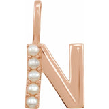 Cultured White Pearl Initial Charm Pendant