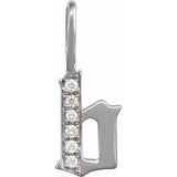 Natural Diamond Gothic Initial Charm Pendant