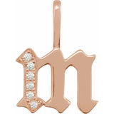 Natural Diamond Gothic Initial Charm Pendant