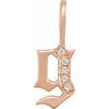 Natural Diamond Gothic Initial Charm Pendant