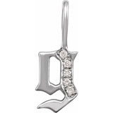 Natural Diamond Gothic Initial Charm Pendant