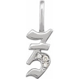 Natural Diamond Gothic Initial Charm Pendant