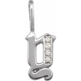 Natural Diamond Gothic Initial Charm Pendant