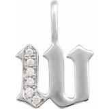 Natural Diamond Gothic Initial Charm Pendant