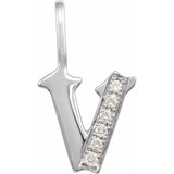 Natural Diamond Gothic Initial Charm Pendant