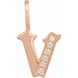 Natural Diamond Gothic Initial Charm Pendant