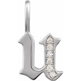 Natural Diamond Gothic Initial Charm Pendant