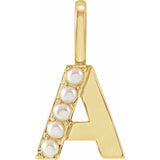 Cultured White Pearl Initial Charm Pendant