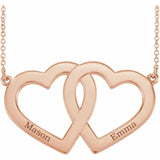 14K Rose Family Engravable Heart 18" Necklace Rose Gold With Engraving - Luvona