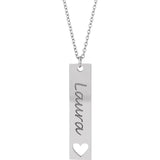 14K White Engravable Bar 16-18" Necklace - Luvona