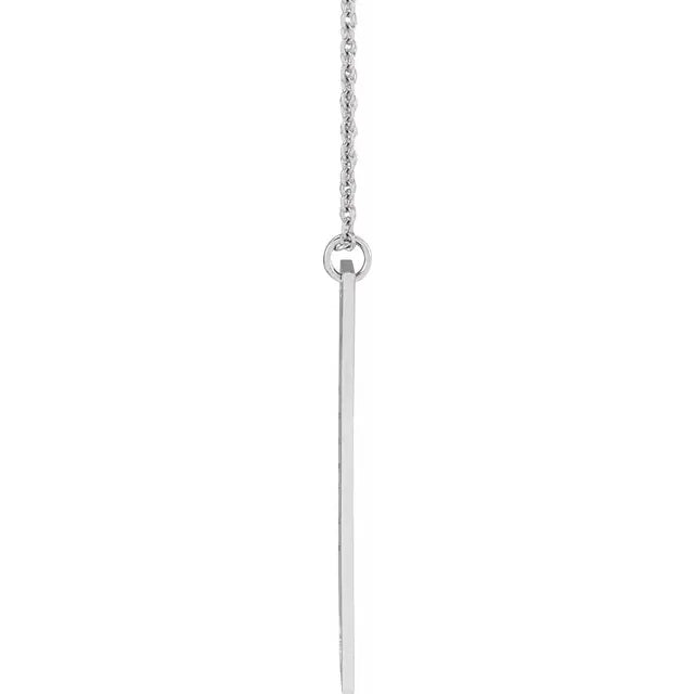 14K White Engravable Bar 16-18" Necklace - Luvona