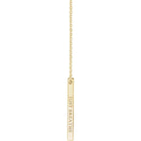 14K Yellow 25x2.6 mm Engravable Four-Sided Vertical Bar 16-18" Necklace - Luvona