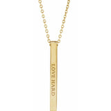 14K Yellow 25x2.6 mm Engravable Four-Sided Vertical Bar 16-18" Necklace - Luvona