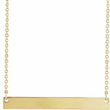 14K Yellow 34x4 mm Engravable Bar 16" Necklace - Luvona