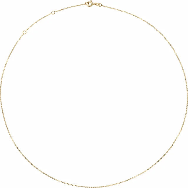 14K Yellow 1 mm Adjustable Diamond-Cut Cable 16-18" Chain - Luvona