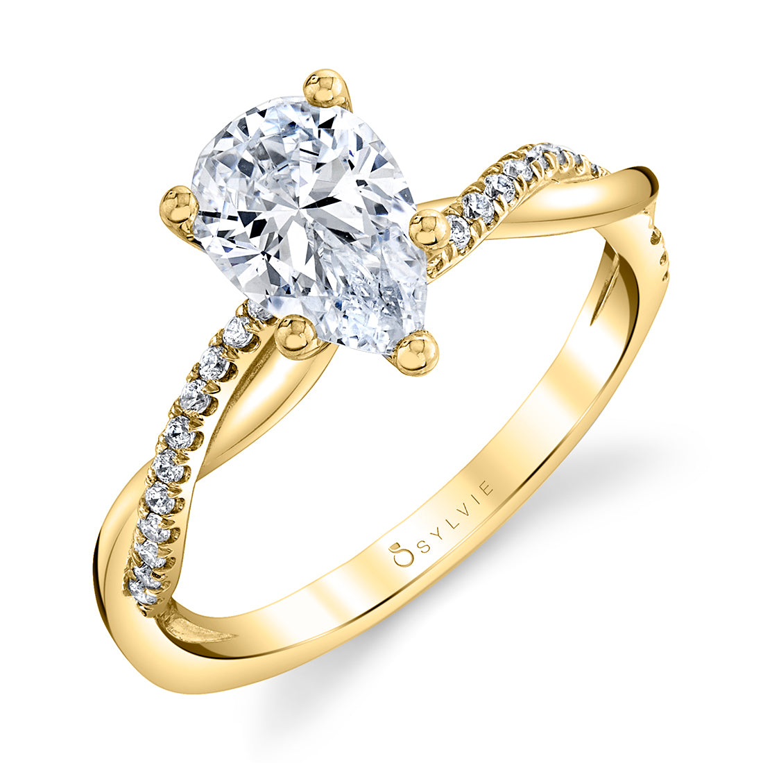 Pear Shaped Diamond Spiral Engagement Ring - Yasmine