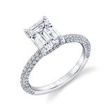 Emerald Cut Classic Pave Engagement Ring - Jayla