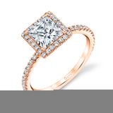 Princess Cut Classic Halo Engagement Ring - Vivian