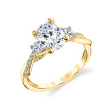 Oval Cut Three Stone Twist Engagement Ring - Evangeline