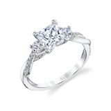 Princess Cut Three Stone Twist Engagement Ring - Evangeline