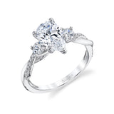 Pear Shaped Three Stone Twist Engagement Ring - Evangeline