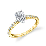 Pear Shaped Two Tone Classic Halo Engagement Ring - Harmonie