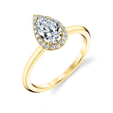 Pear Shaped Solitaire Halo Engagement Ring - Elsie