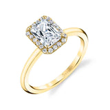 Emerald Cut Solitaire Halo Engagement Ring - Elsie