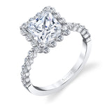 Princess Cut Classic Halo Engagement Ring - Athena