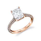 Emerald Cut Hidden Halo Pave Engagement Ring - Peighton