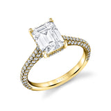 Emerald Cut Hidden Halo Pave Engagement Ring - Peighton