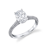 Oval Cut Hidden Halo Pave Engagement Ring - Peighton