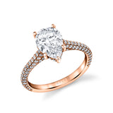 Pear Shape Hidden Halo Pave Engagement Ring - Peighton