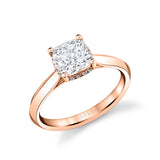 Cushion Cut Hidden Halo Solitaire Engagement Ring - Fae