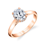 Oval Cut Hidden Halo Solitaire Engagement Ring - Fae