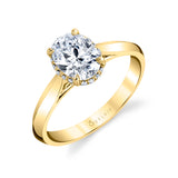 Oval Cut Hidden Halo Solitaire Engagement Ring - Fae