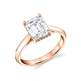 Emerald Cut Hidden Halo Solitaire Engagement Ring - Fae