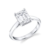 Emerald Cut Hidden Halo Solitaire Engagement Ring - Fae