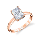 Radiant Cut Hidden Halo Solitaire Engagement Ring - Fae