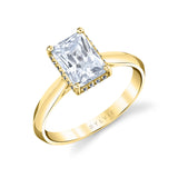 Radiant Cut Hidden Halo Solitaire Engagement Ring - Fae