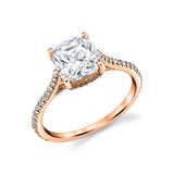 Cushion Cut Classic Hidden Halo Engagement Ring - Steffi