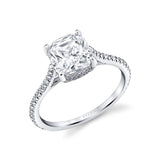 Cushion Cut Classic Hidden Halo Engagement Ring - Steffi