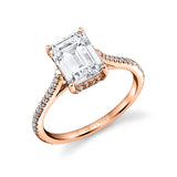 Emerald Cut Classic Hidden Halo Engagement Ring - Steffi