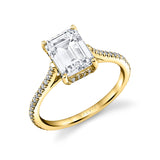 Emerald Cut Classic Hidden Halo Engagement Ring - Steffi