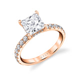 Princess Cut Classic Wide Band Engagement Ring - Malencia