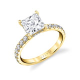 Princess Cut Classic Wide Band Engagement Ring - Malencia