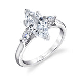 Marquise Cut Three Stone Engagement Ring - Martine