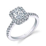 Emerald Cut Classic Two Tone Halo Engagement Ring - Chantelle