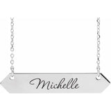 14K Yellow Engravable Geometric Nameplate with Adjustable Necklace - Luvona