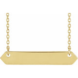 14K Yellow Engravable Geometric Nameplate with Adjustable Necklace - Luvona